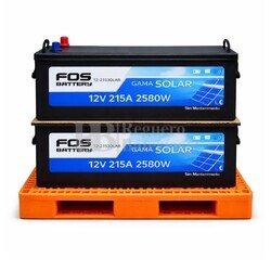Pack 2 bater�as Solar 12 Voltios 215 Amperios | Sin mantenimiento FQS12-215